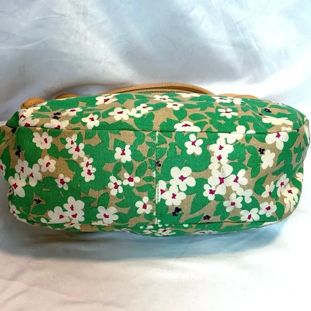 Lilly Pulitzer Green Khaki Floral Hobo Handbag Bag Preppy Vintage Purse - Picture 2 of 7